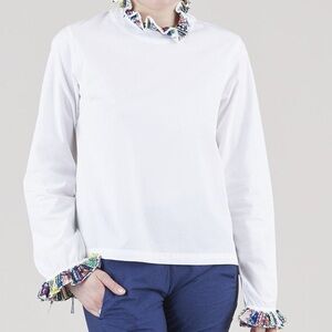 Mii collection ruffle collar and cuff blouse a la heige size large